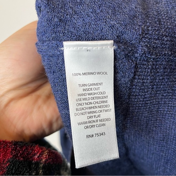 ETHAN PIERCE Men's Blue V-neck Extra Fine Merina Wool Pullover Sweater Large - Picture 4 of 6